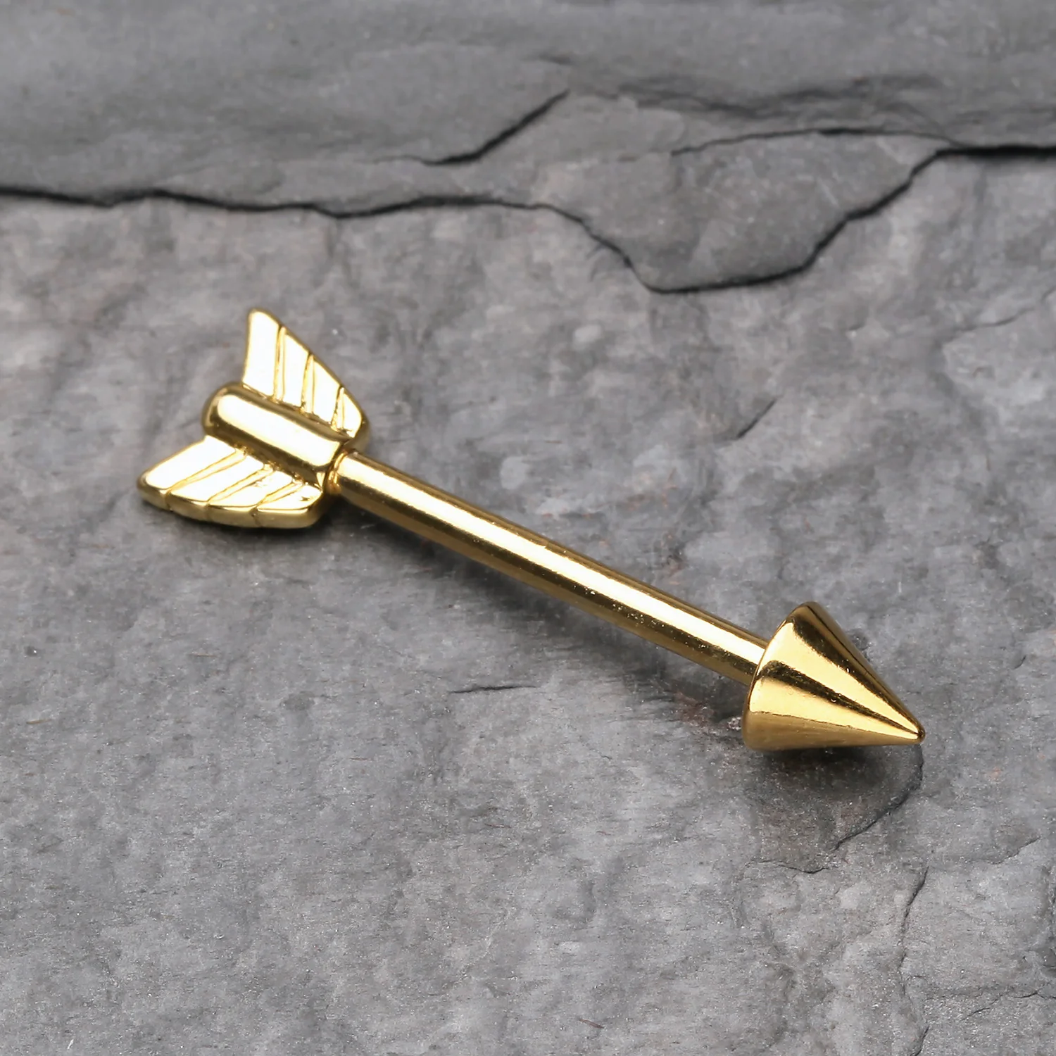 A Pair of Golden Classic Arrow Nipple Barbell - Image 2