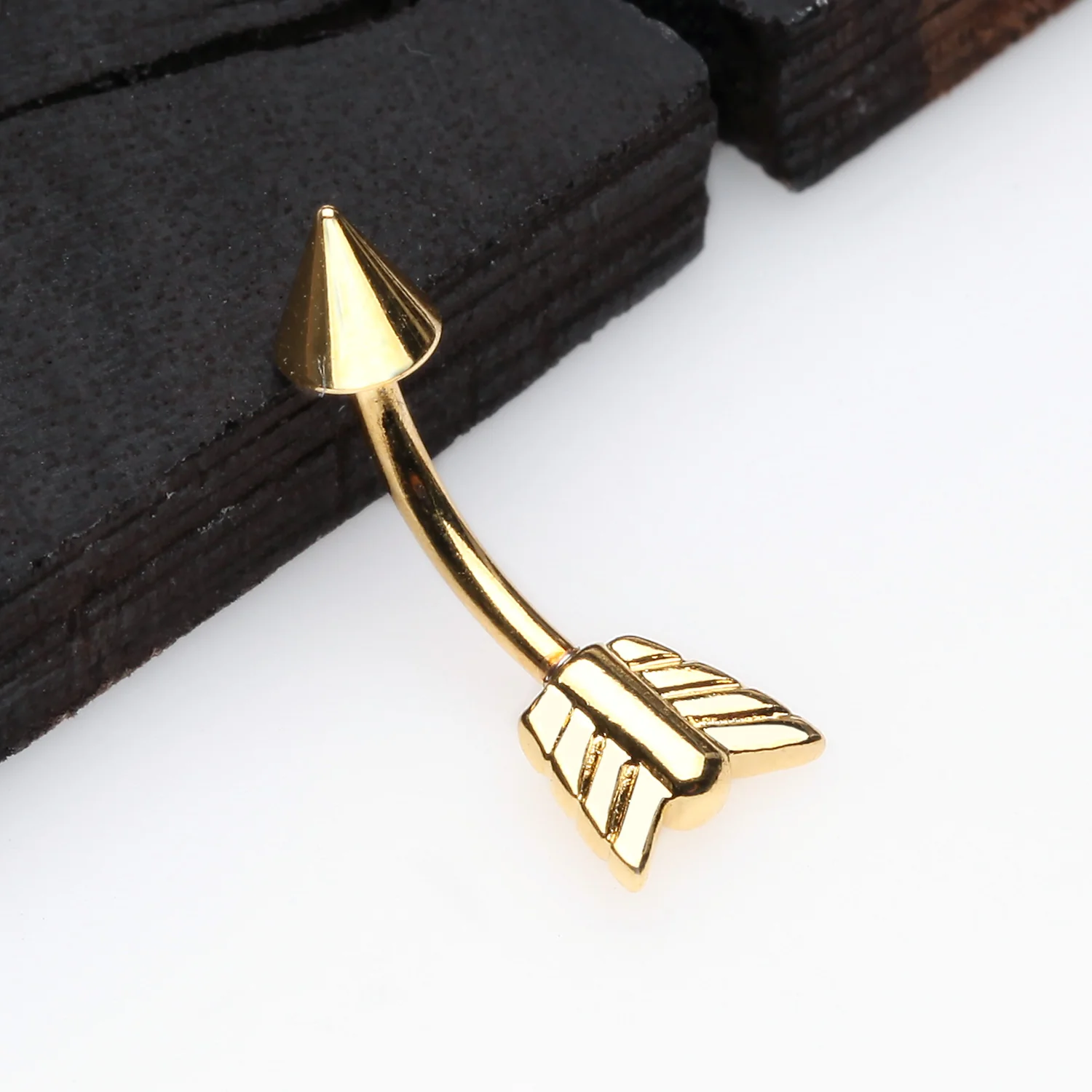 Golden Classic Arrow Steel Curved Barbell Ring - Image 2