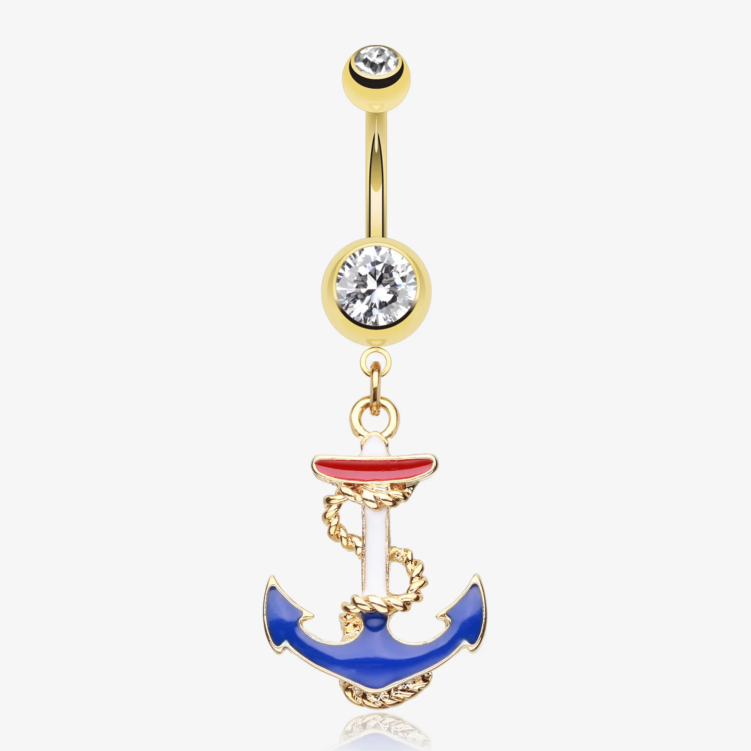 Golden Classic Euro Anchor Belly Button Ring