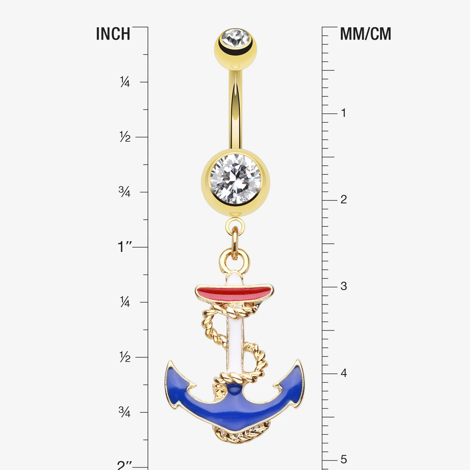 Golden Classic Euro Anchor Belly Button Ring - Image 2