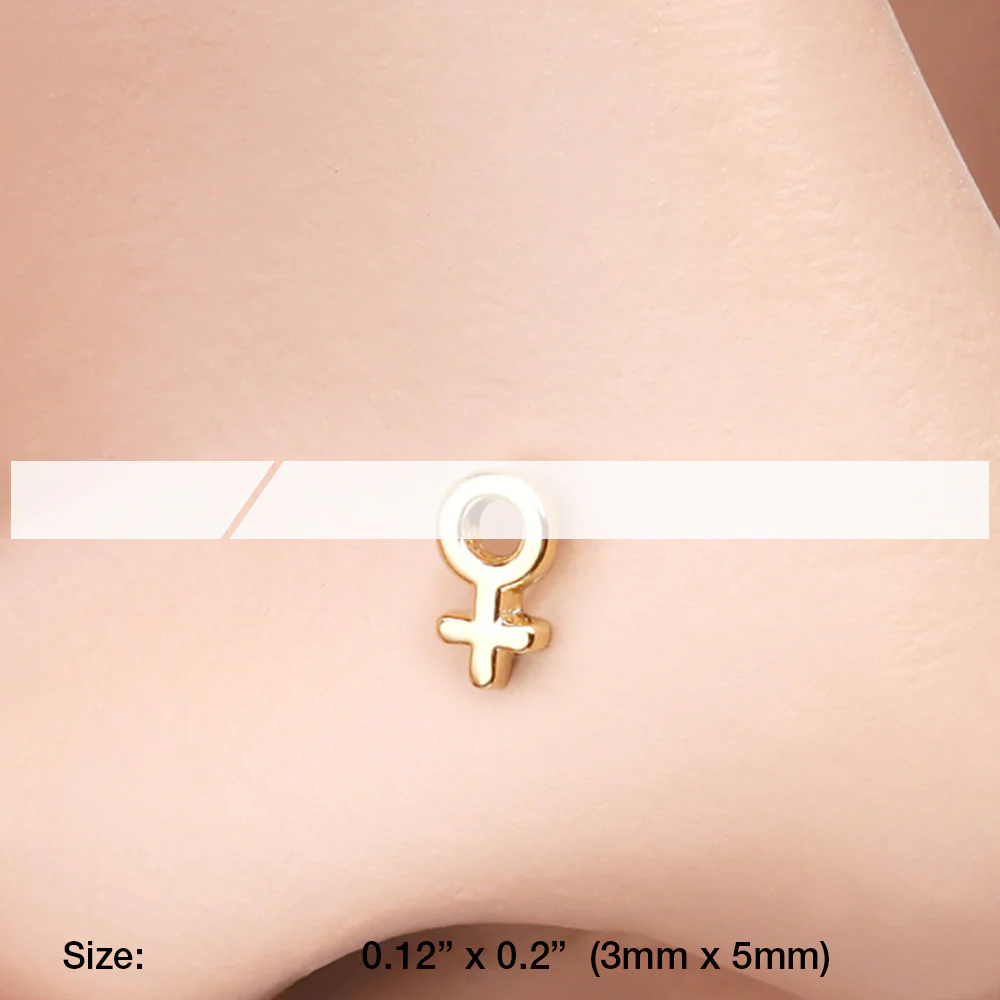 Golden Classic Female Symbol L-Shaped Nose Ring - Image 3