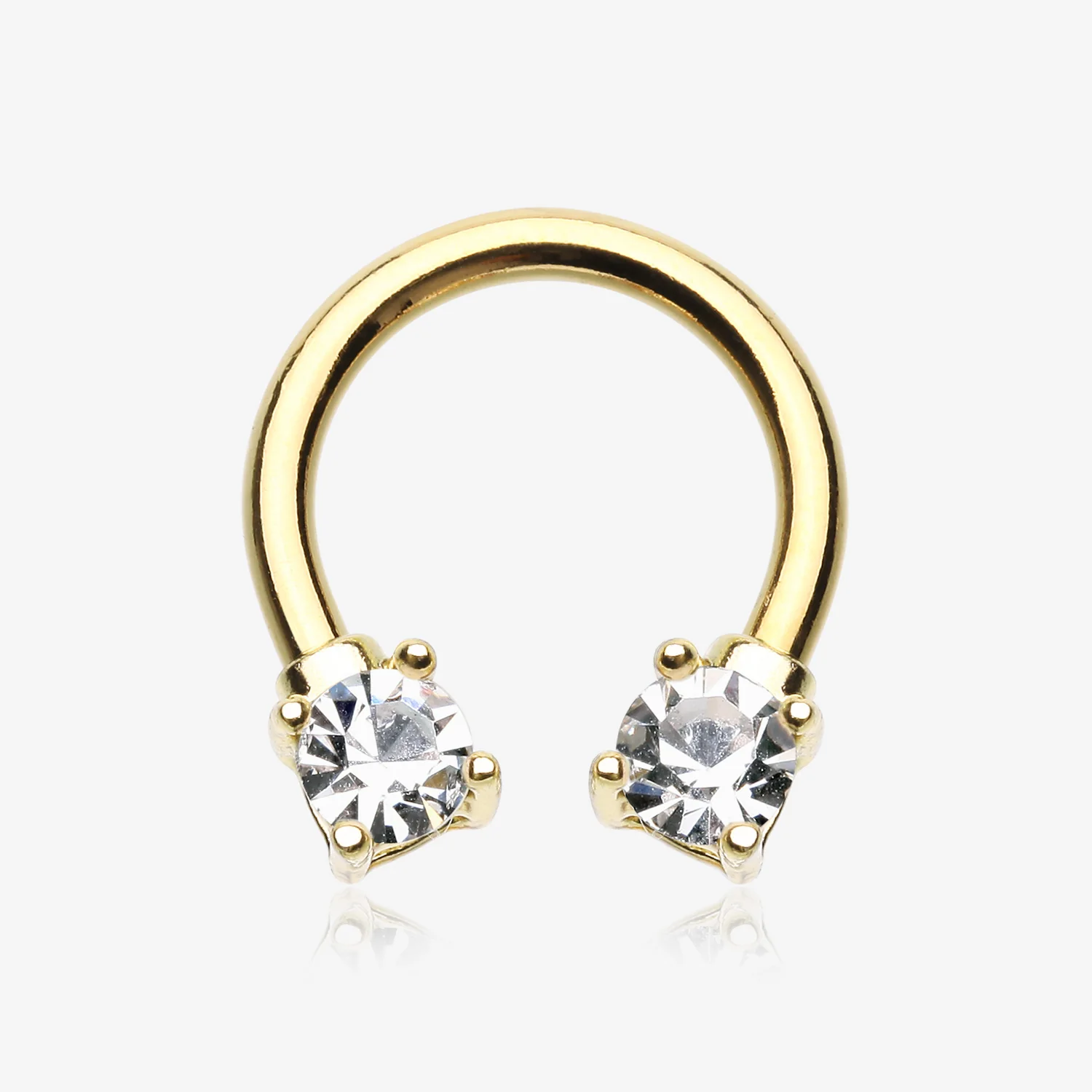 Golden Classic Gem Sparkle Prong Horseshoe Circular Barbell