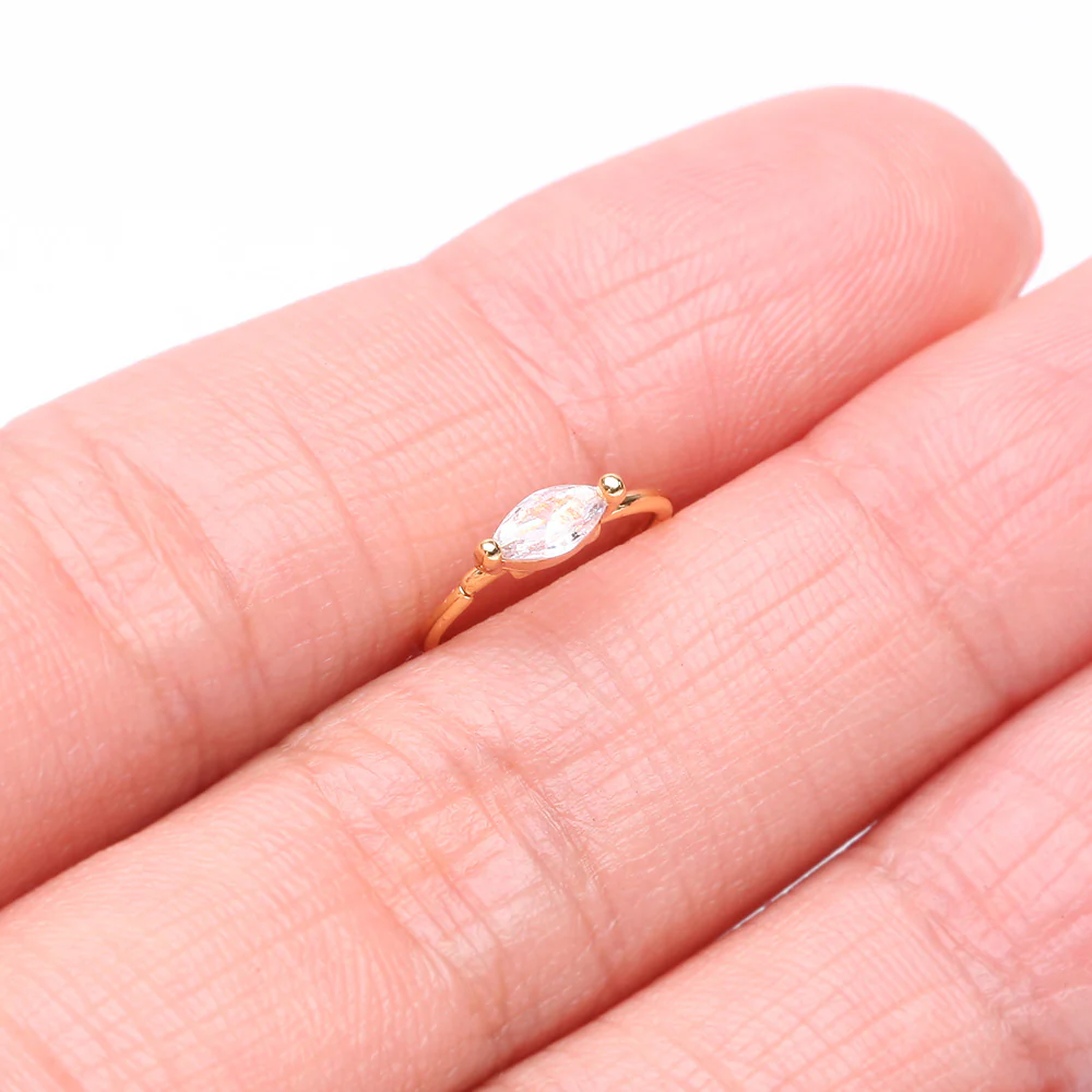 Golden Classic Marquise Gem Sparkle Bendable Hoop Ring - Image 3