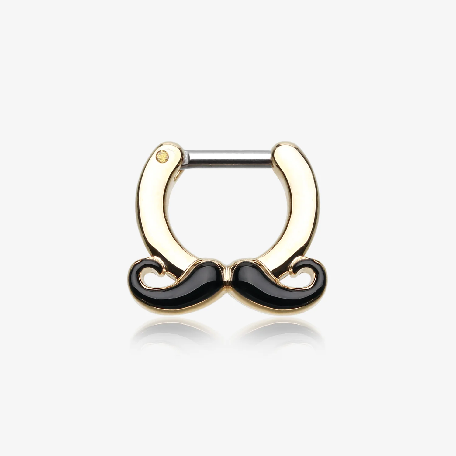Golden Classic Mustache Septum Clicker