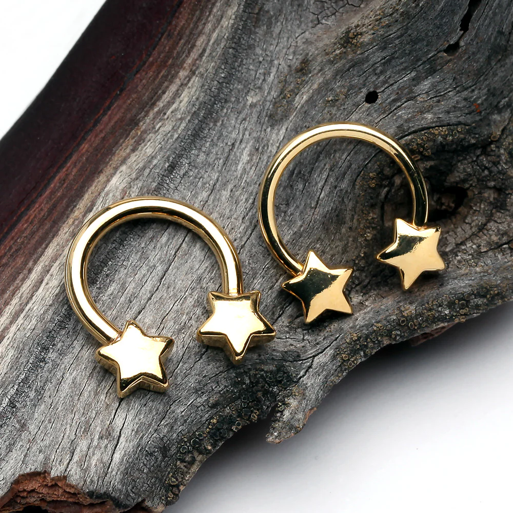 Golden Classic Star Horseshoe Circular Barbell - Image 3