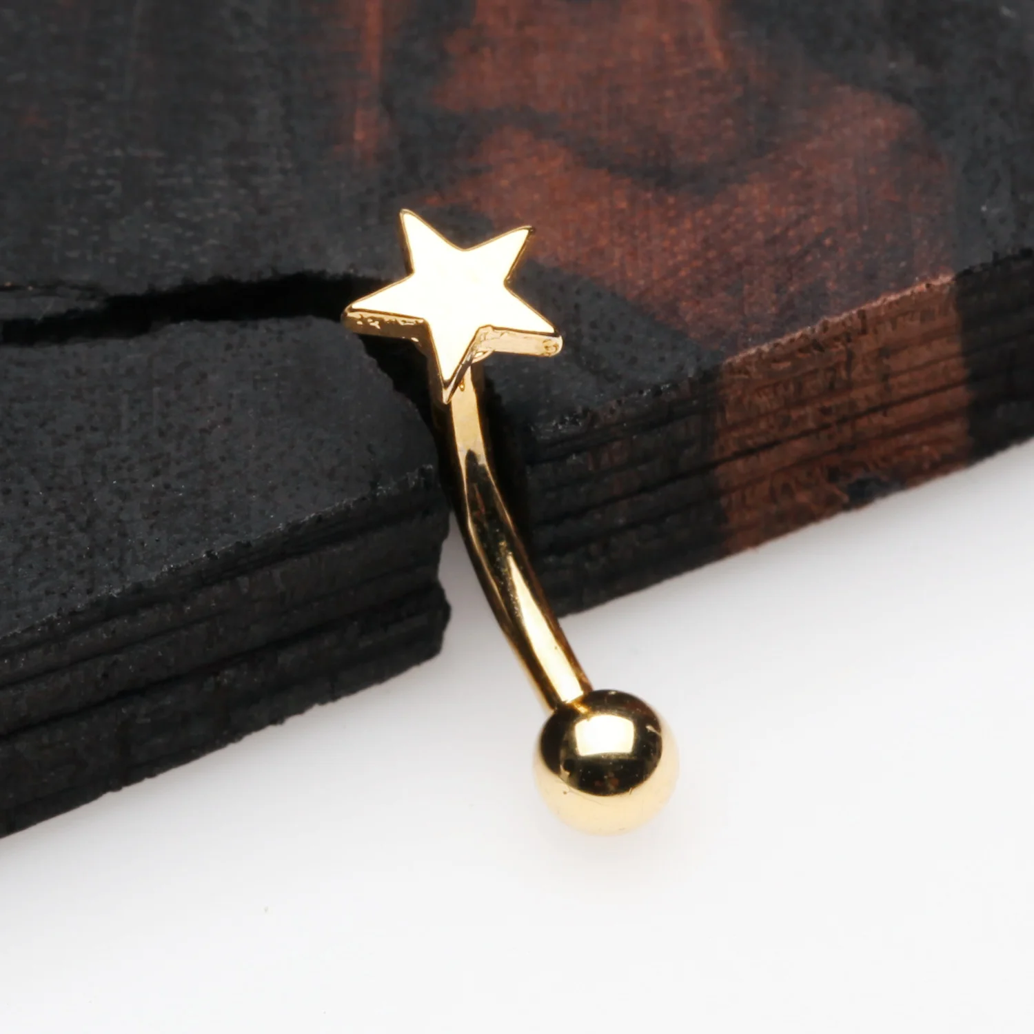 Golden Classic Star Steel Curved Barbell - Image 2