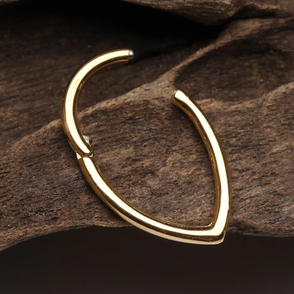 Golden Classic Teardrop Seamless Clicker Hoop Ring - Image 4