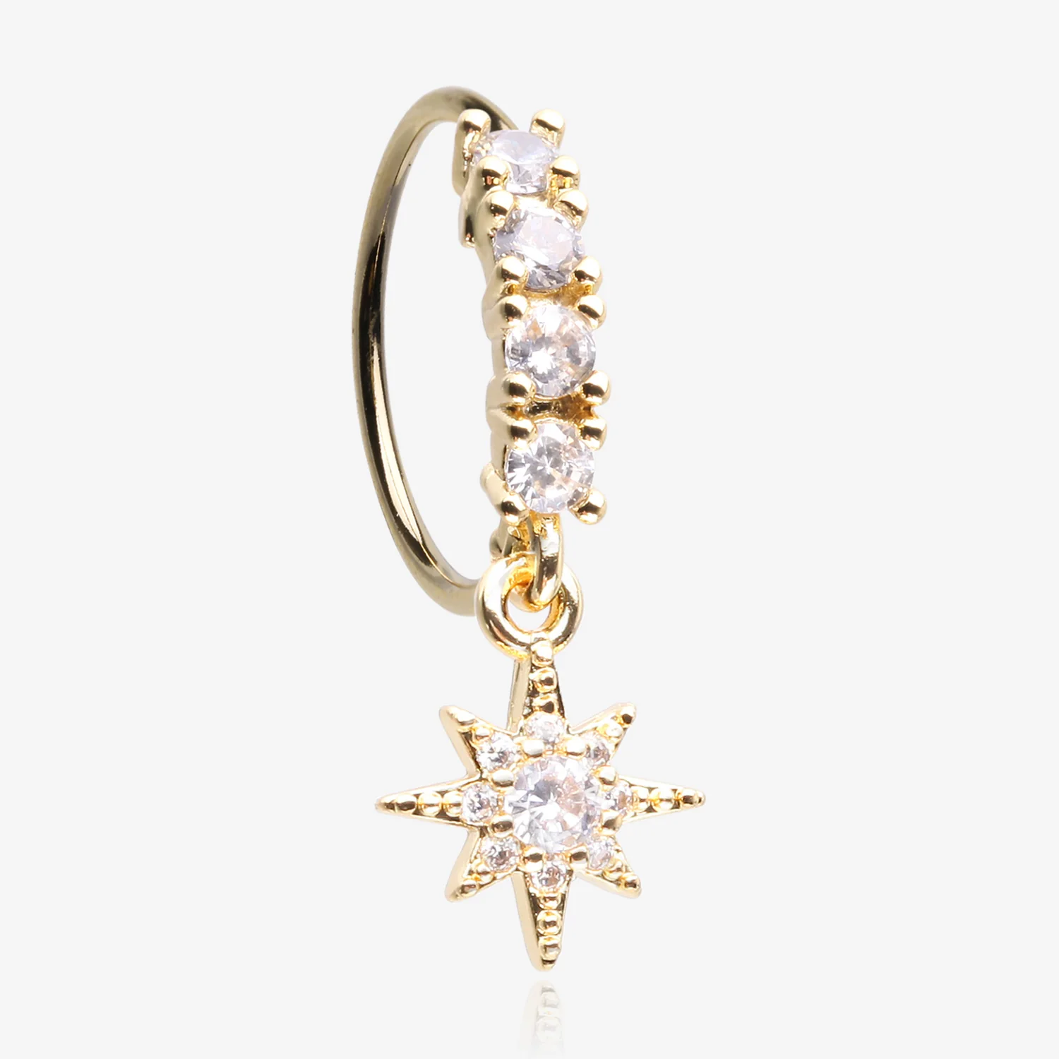 Golden Cosmic Starburst Sparkle Multi-Gem Lined Bendable Hoop Ring