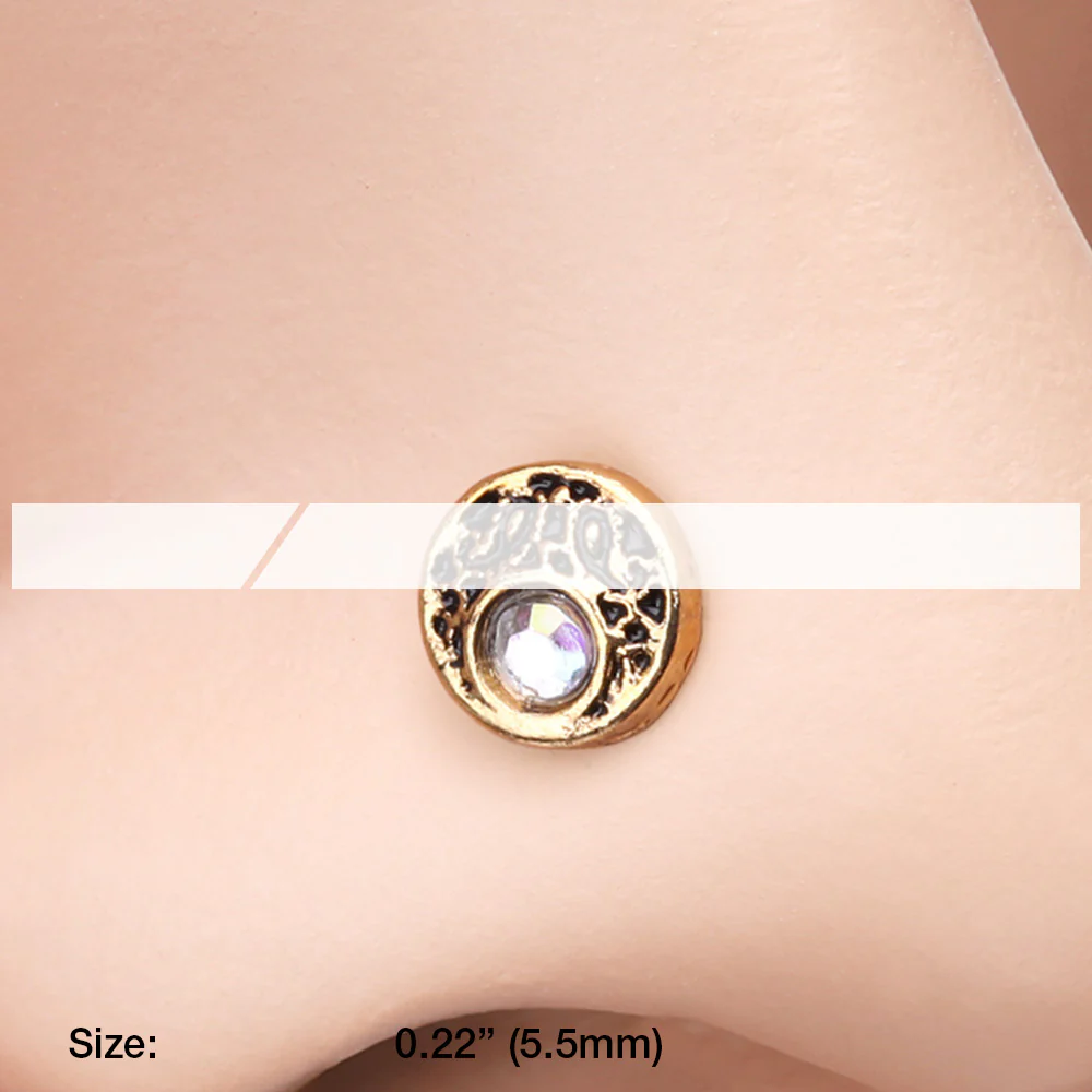 Golden Crescent Legend Sparkle Icon Nose Stud Ring - Image 3