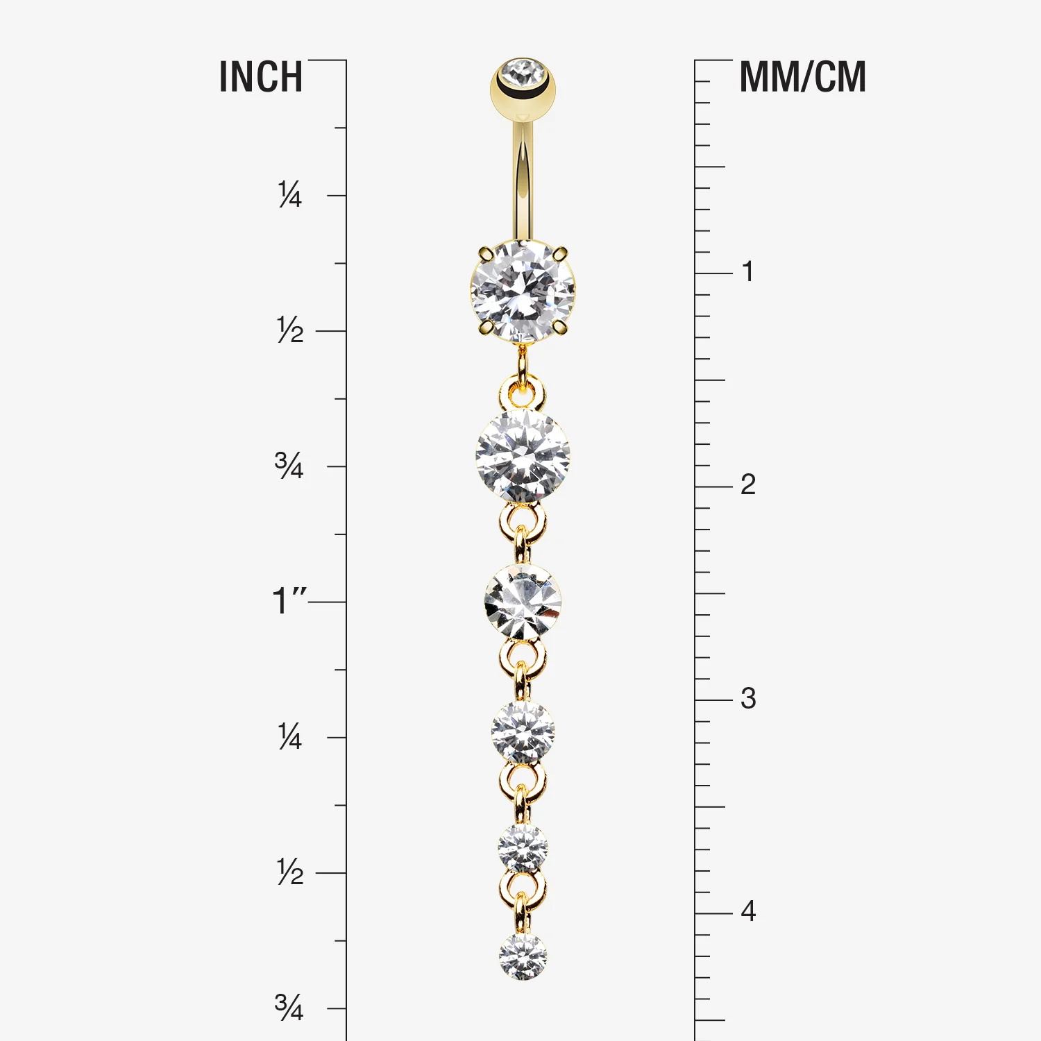 Golden Crystalline Droplets Fall Belly Button Ring - Image 2