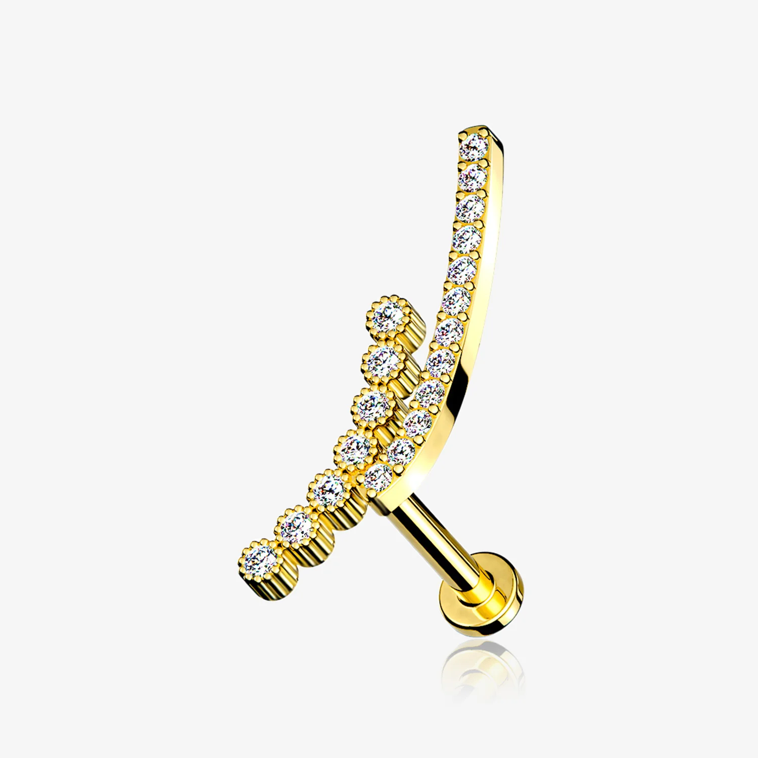 Golden Curvature Sparkle Lined Internally Threaded Labret
