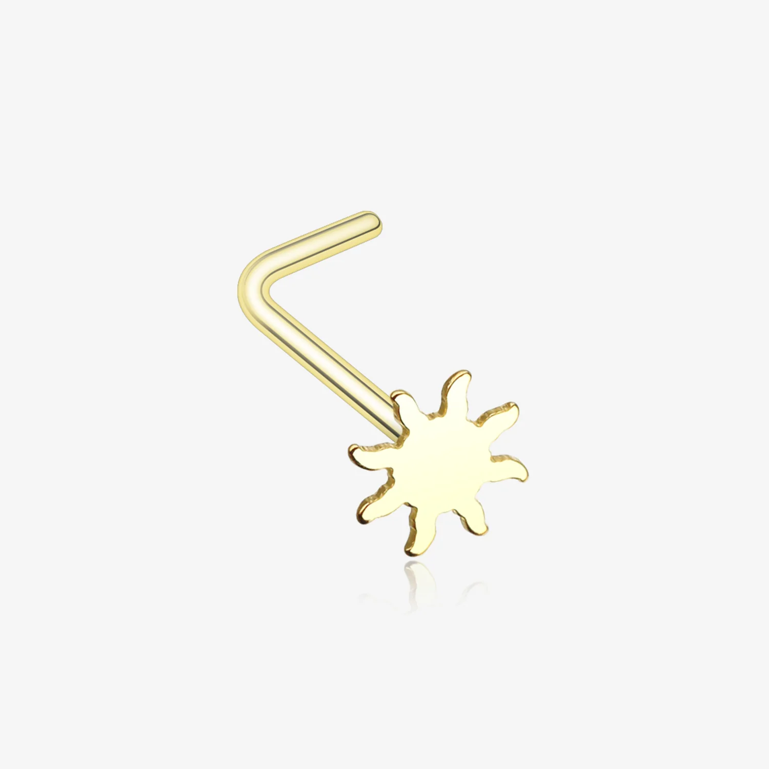 Golden Dainty Blazing Sun Icon L-Shaped Nose Ring