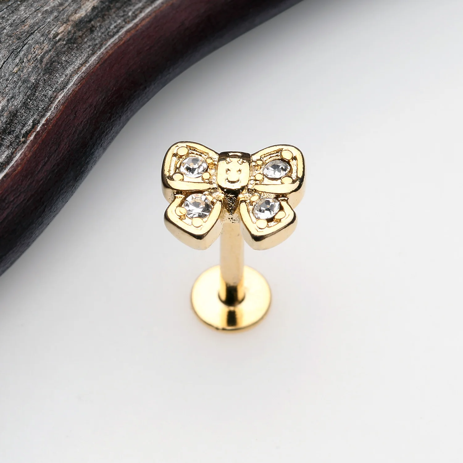 Golden Dainty Bow-Tie Top Steel Labret - Image 2