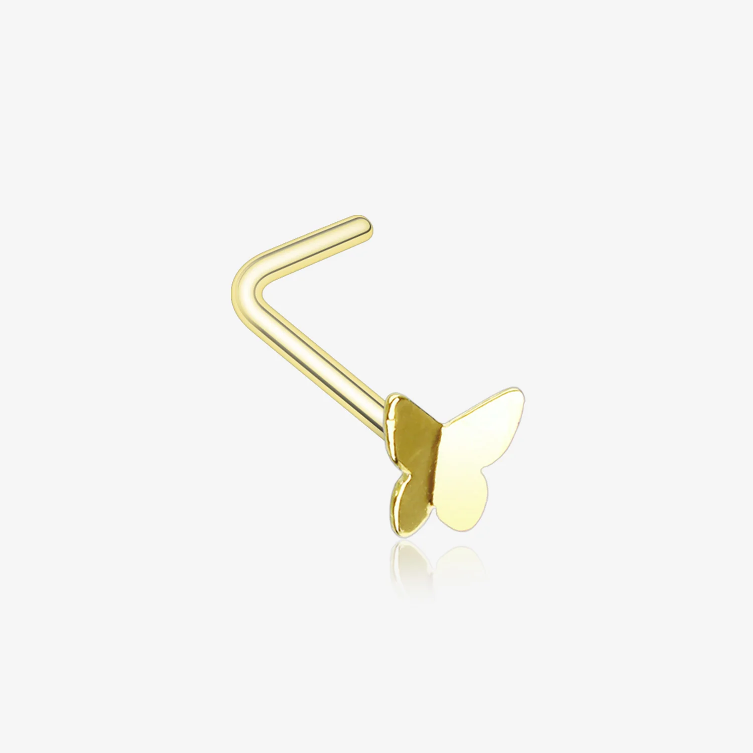 Golden Dainty Butterfly Icon L-Shaped Nose Ring