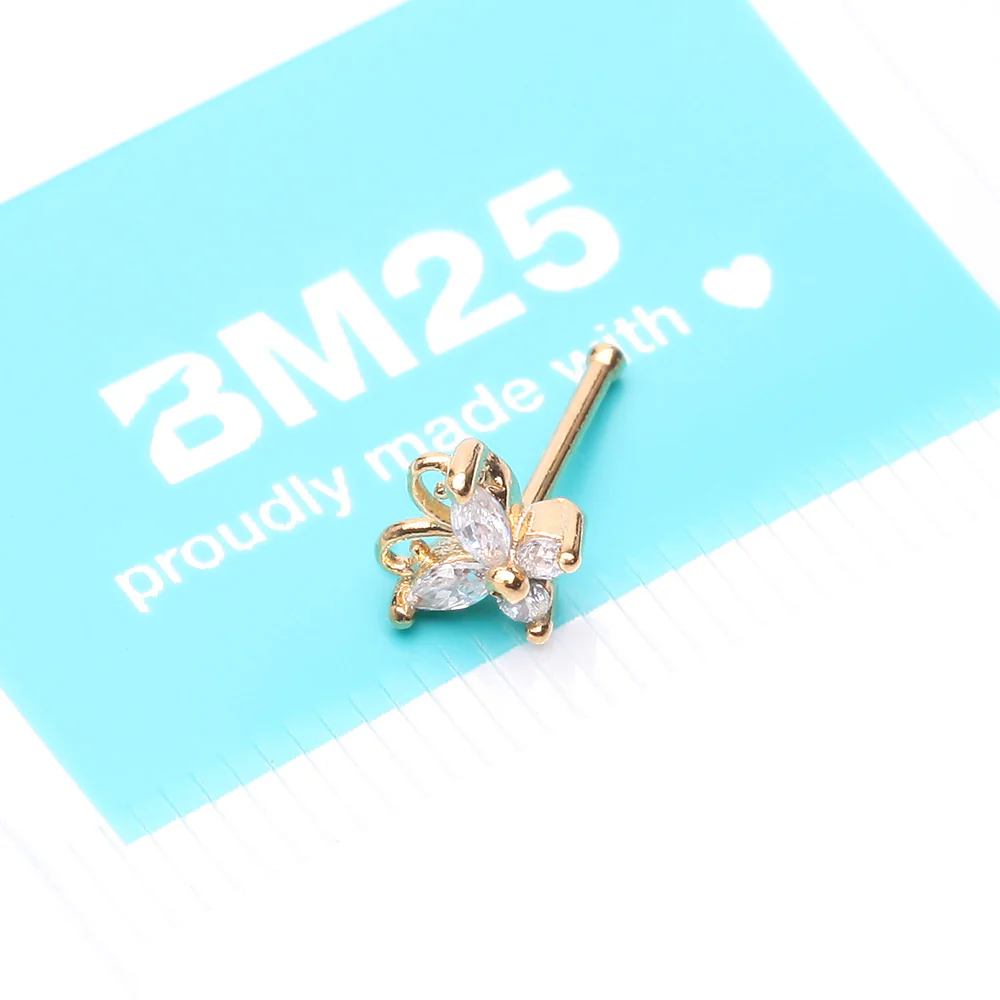 Golden Dainty Butterfly Sparkle Multi-Gem Nose Stud Ring - Image 5