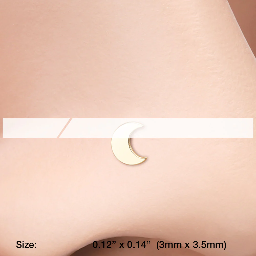 Golden Dainty Crescent Moon Icon L-Shaped Nose Ring - Image 3