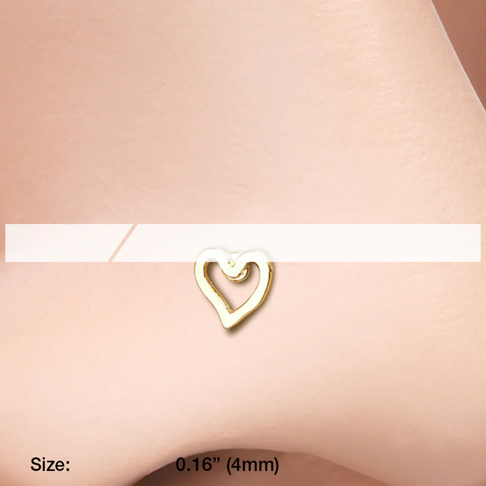 Golden Dainty Heart Icon Nose Stud Ring - Image 3