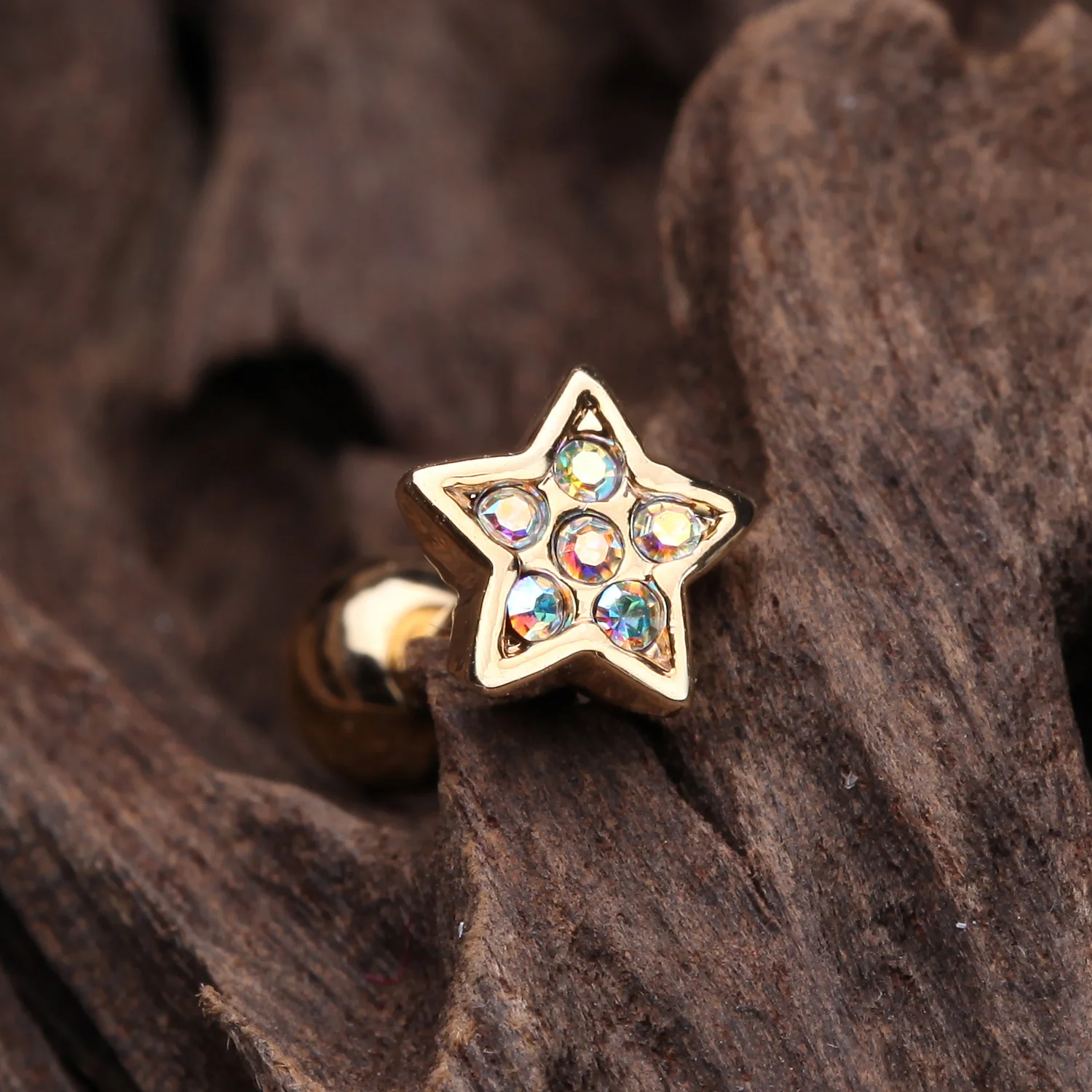 Golden Dainty Sparkle Star Cartilage Tragus Earring - Image 2