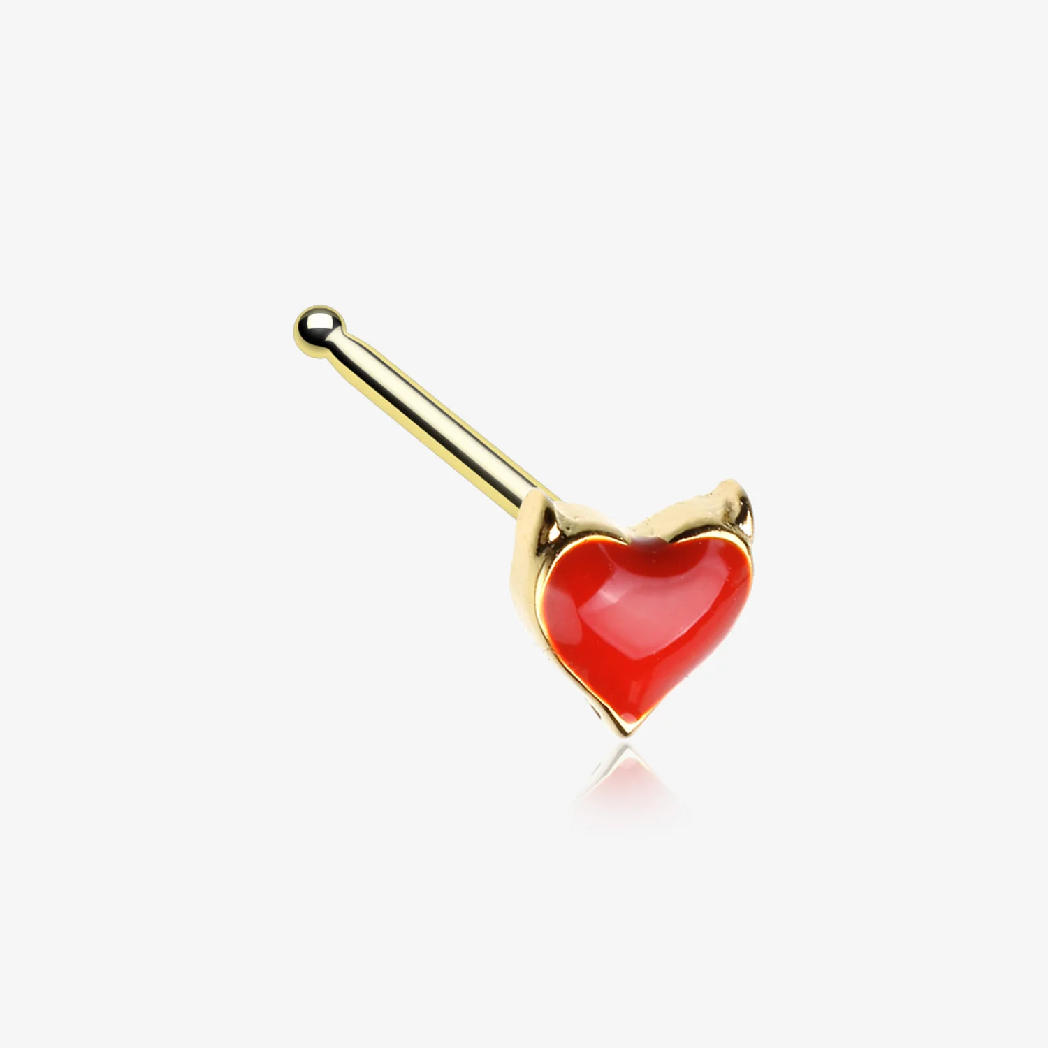 Golden Devil's Heart Nose Stud Ring