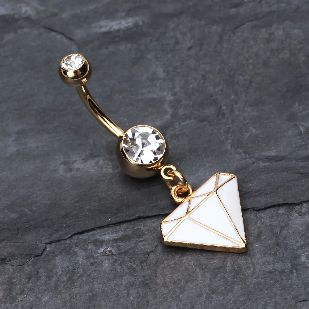 Golden Diamond Cut Belly Ring - Image 3
