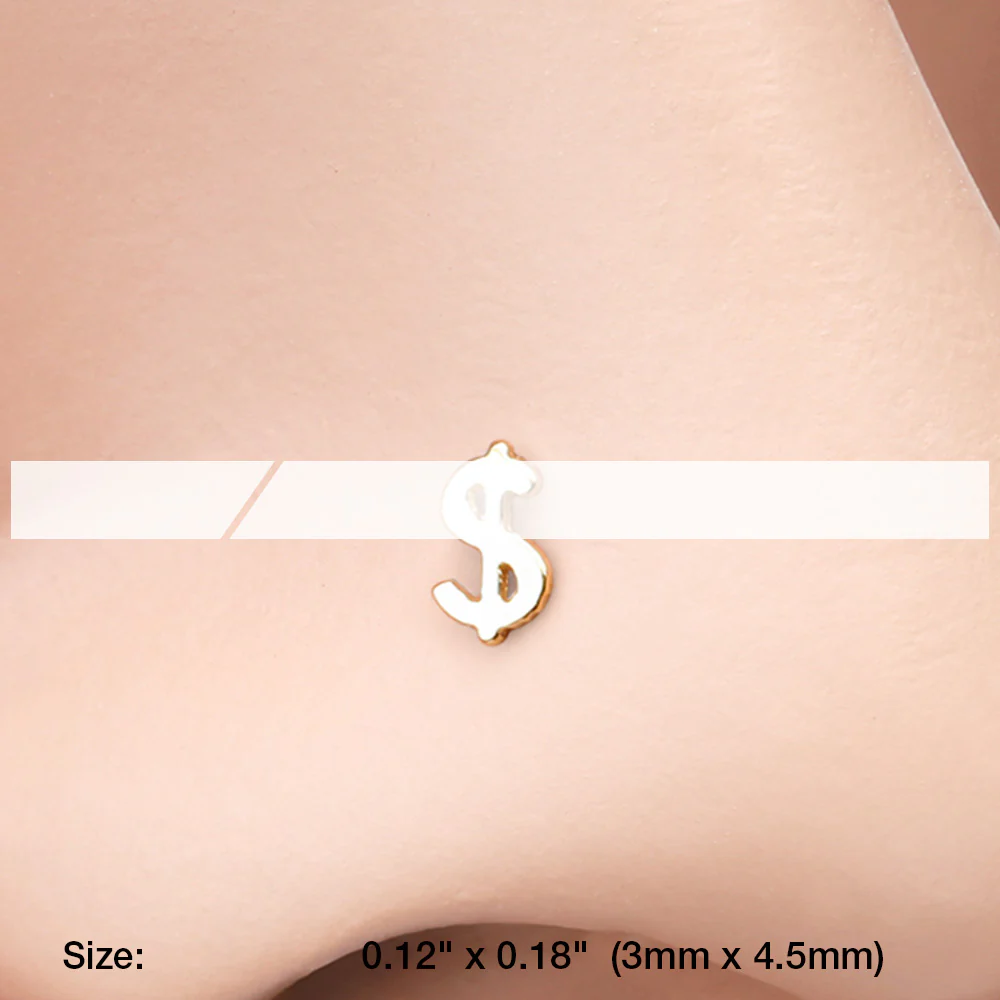 Golden Dollar Money Sign L-Shaped Nose Ring - Image 3