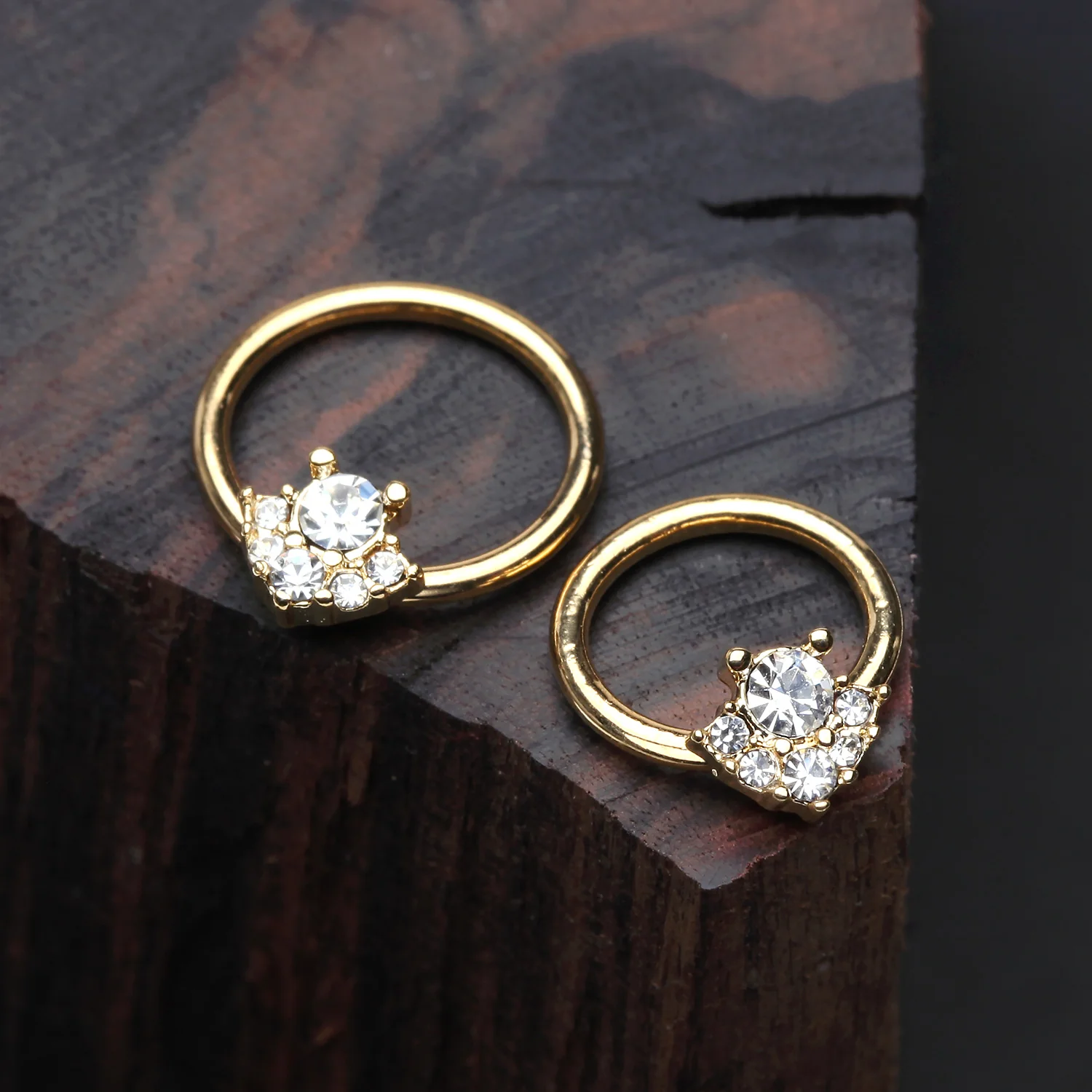 Golden Elegance Dazzle Sparkle Captive Bead Ring - Image 2