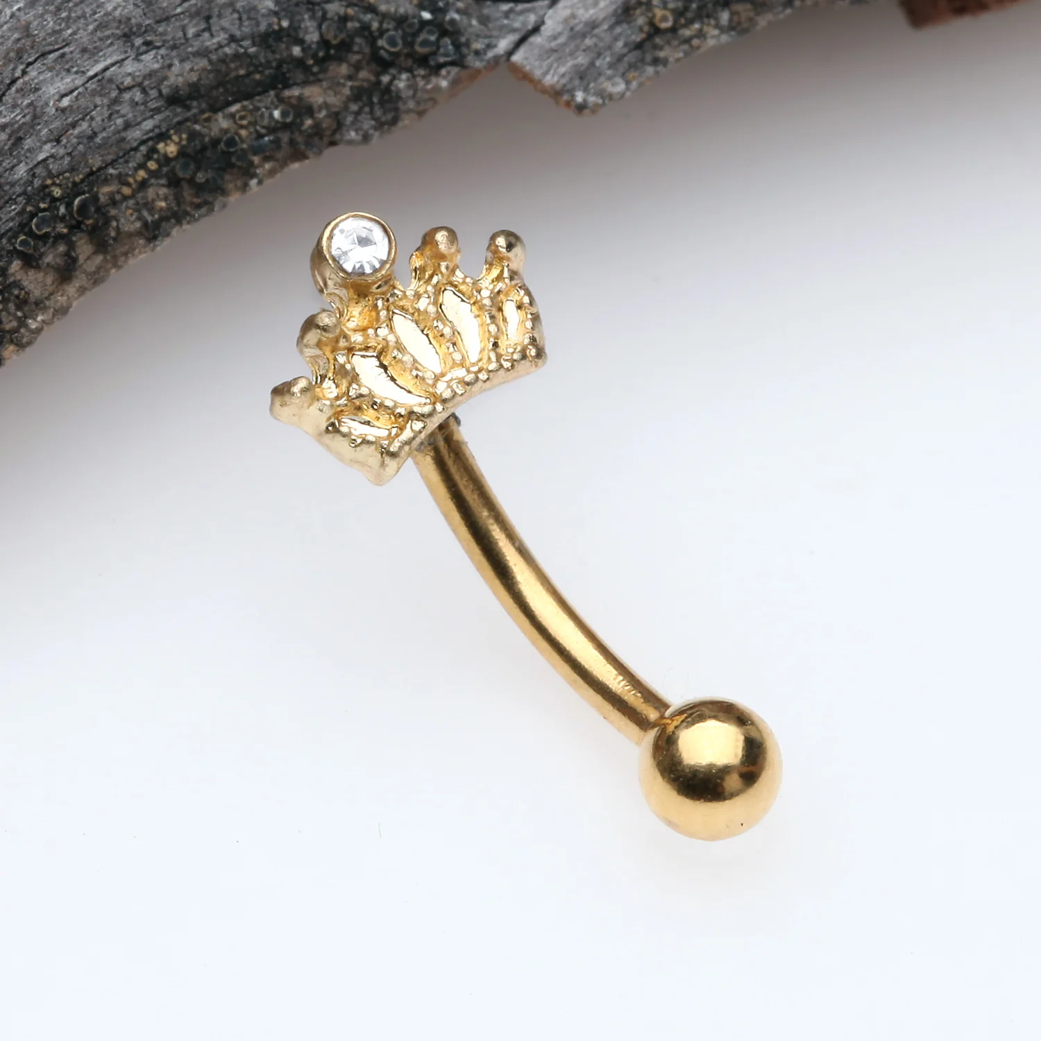 Golden Emperor Crown Sparkle Curved Barbell - Image 2