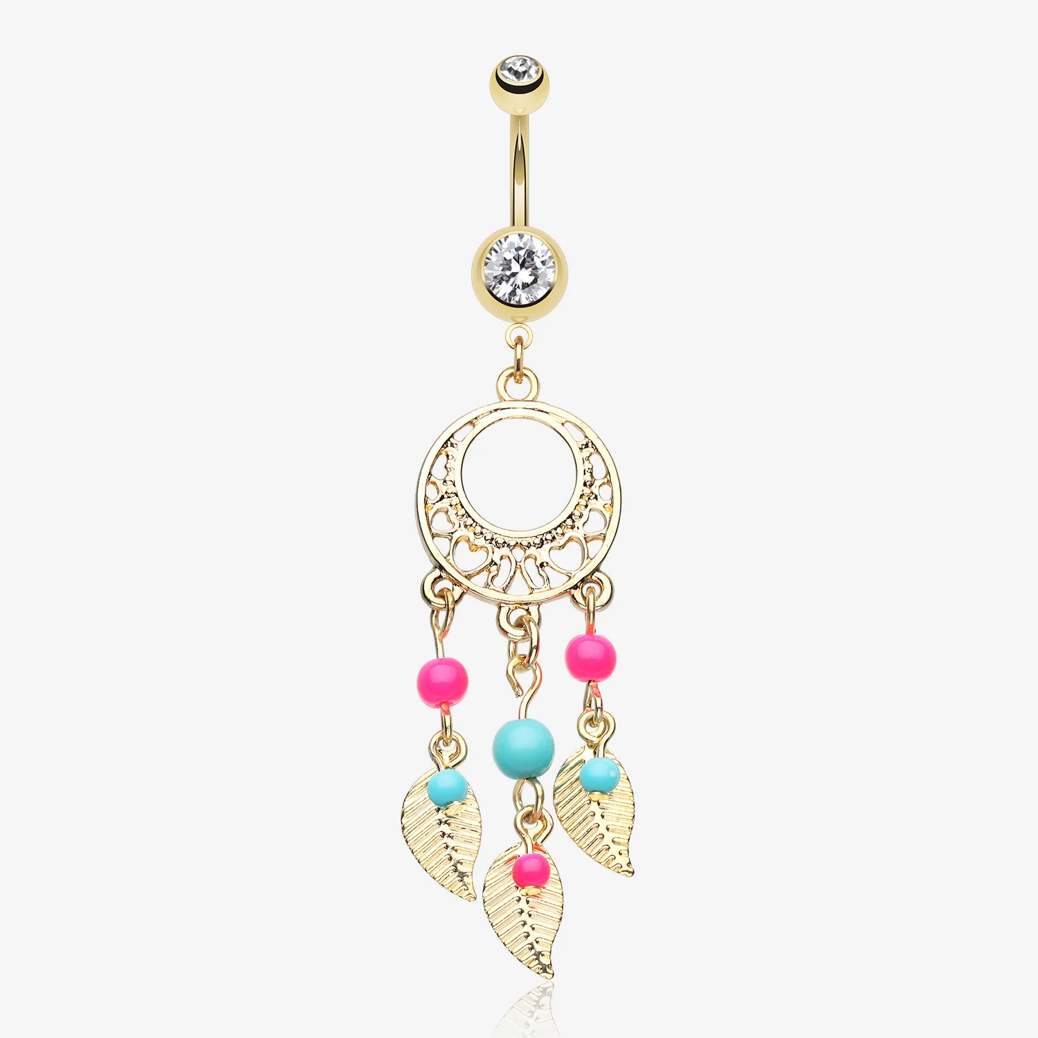 Golden Enchanted Dream Catchers Belly Button Ring