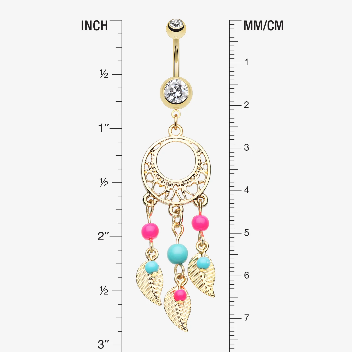 Golden Enchanted Dream Catchers Belly Button Ring - Image 2