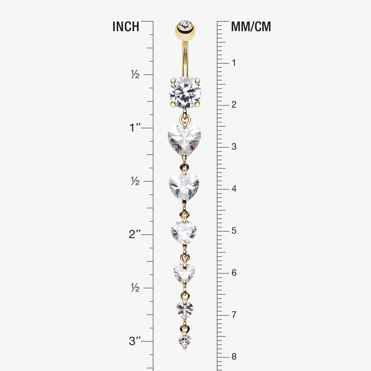 Golden Enchanting Heart Cascade Belly Ring - Image 2