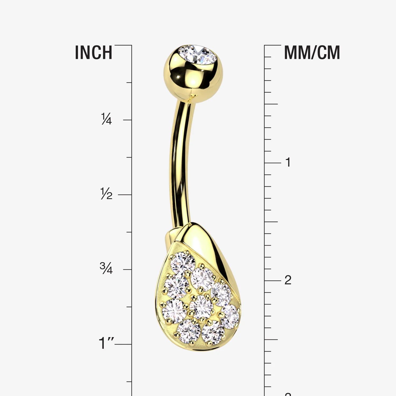 Golden Essence Sparkle Dew Droplet Belly Button Ring - Image 2