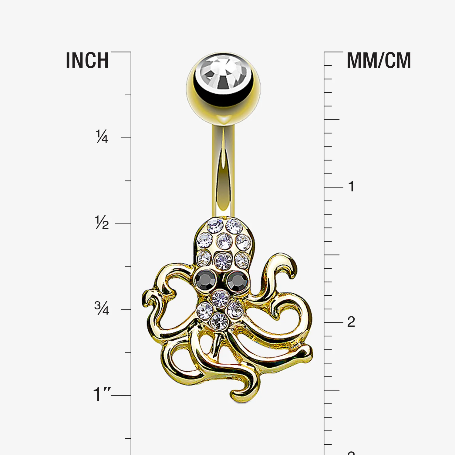 Golden Evil Octopus Sparkle Belly Button Ring - Image 2