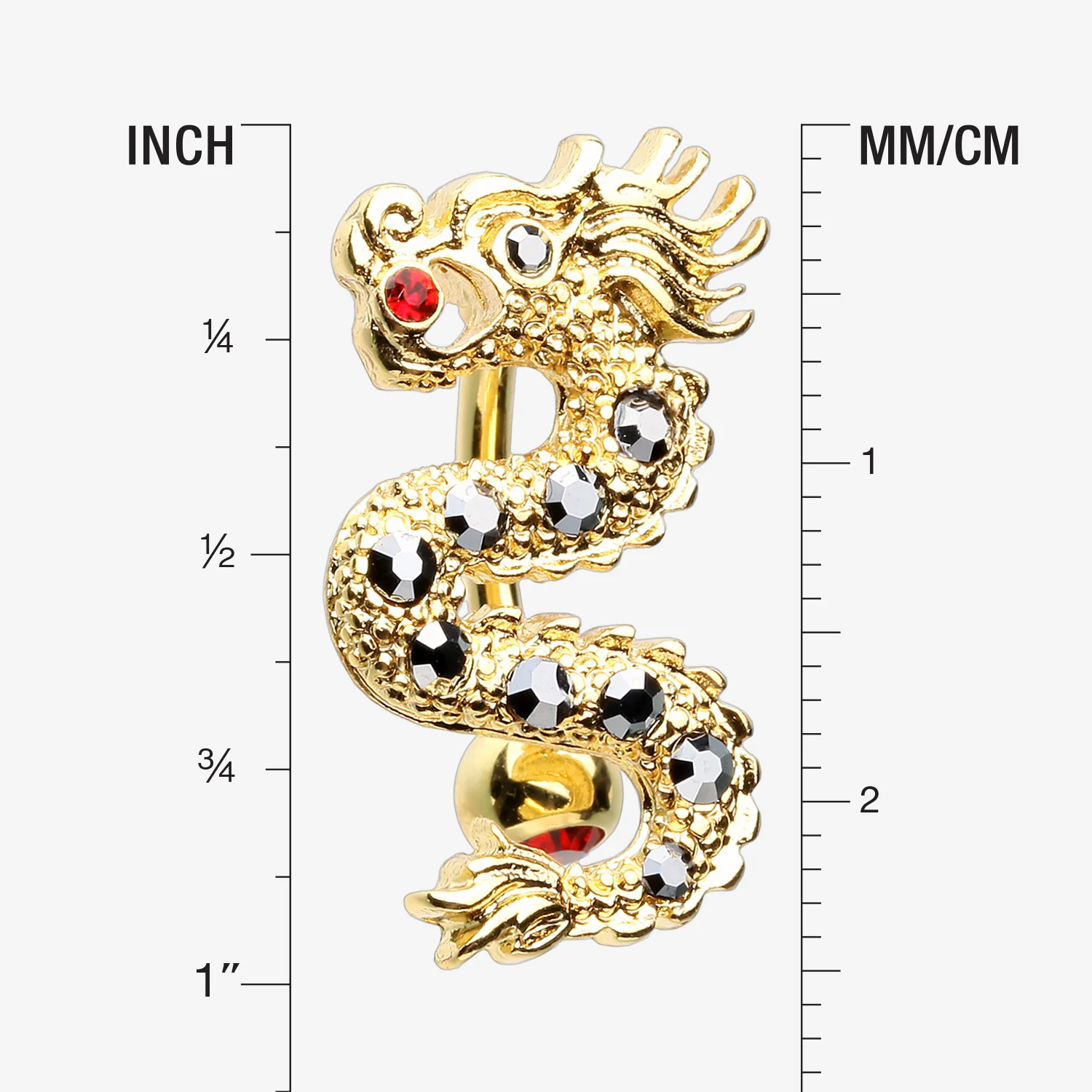 Golden Fire Dragon Lore Reverse Belly Button Ring - Image 2
