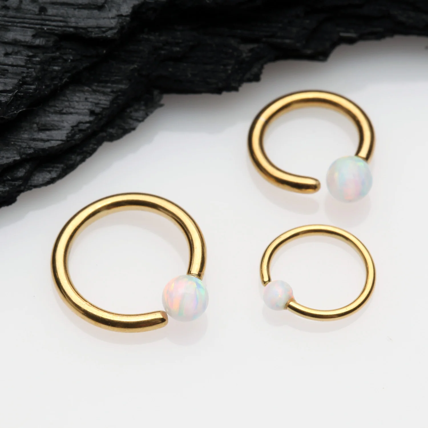 Golden Fire Opal Basic Bendable Twist Hoop Ring - Image 2