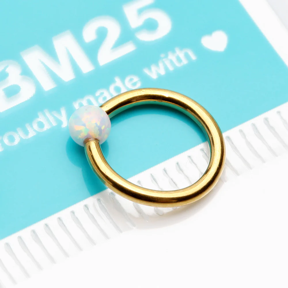Golden Fire Opal Basic Bendable Twist Hoop Ring - Image 4