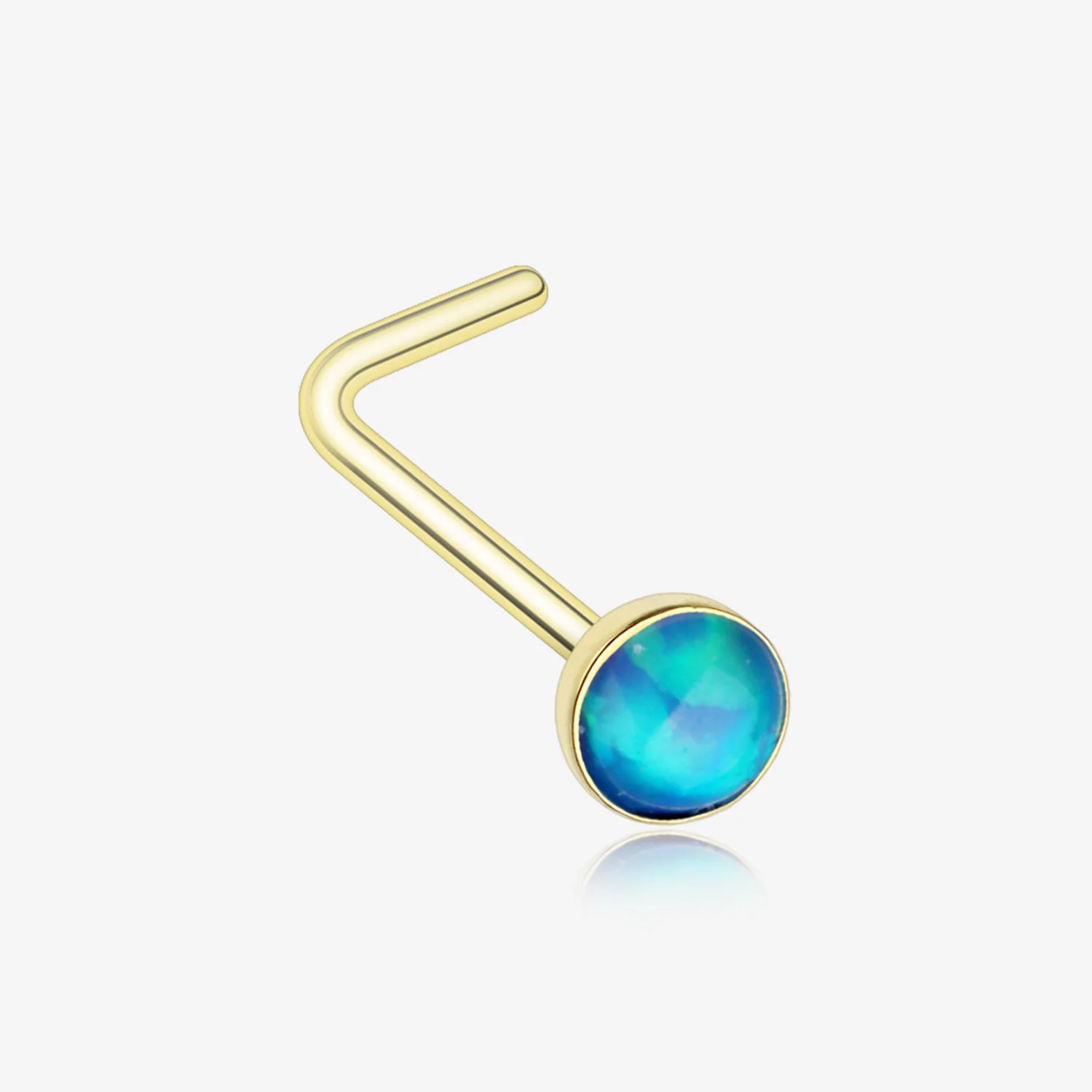 Golden Fire Opal L-Shaped Nose Ring