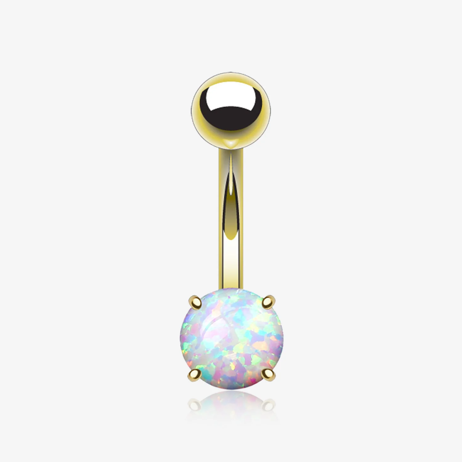 Golden Fire Opal Prong Set Basic Belly Button Ring
