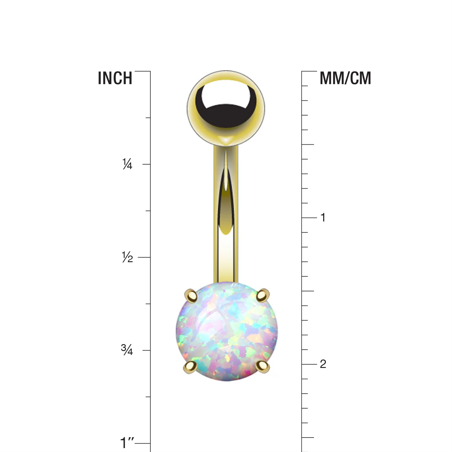 Golden Fire Opal Prong Set Basic Belly Button Ring - Image 2
