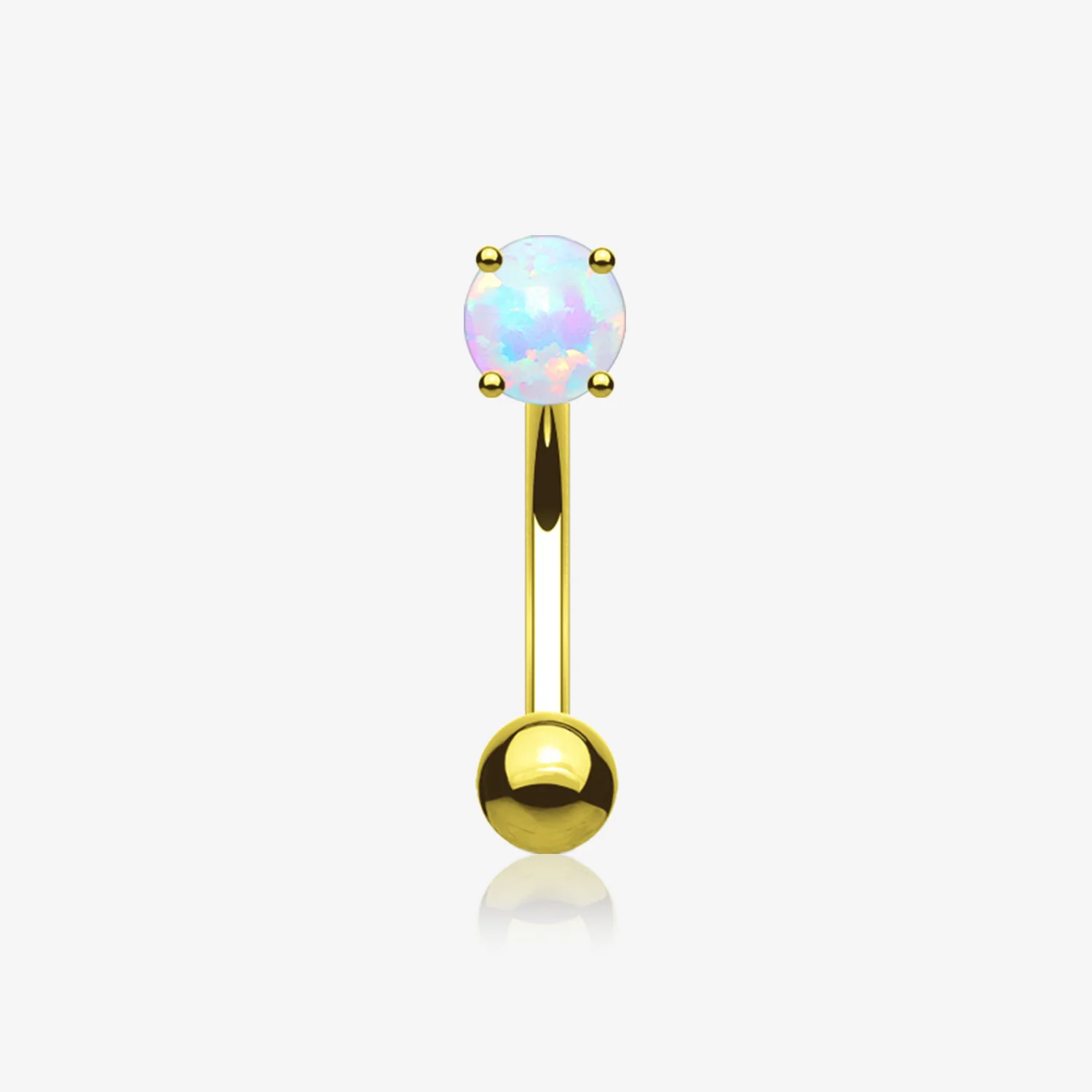 Golden Fire Opal Prong Set Sparkle Curved Barbell