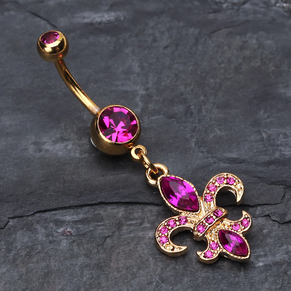 Golden Fleur de Lis Belly Ring - Image 3