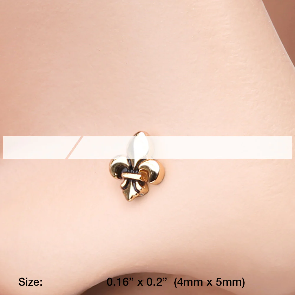 Golden Fleur De Lis L-Shaped Nose Ring - Image 3