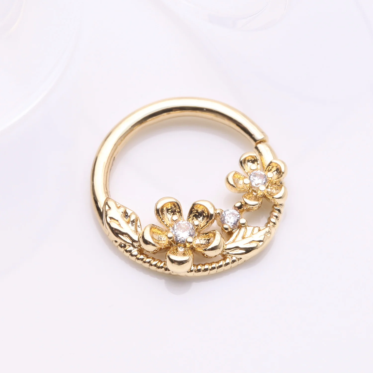 Golden Flower Garden Sparkle Bendable Hoop Ring - Image 2