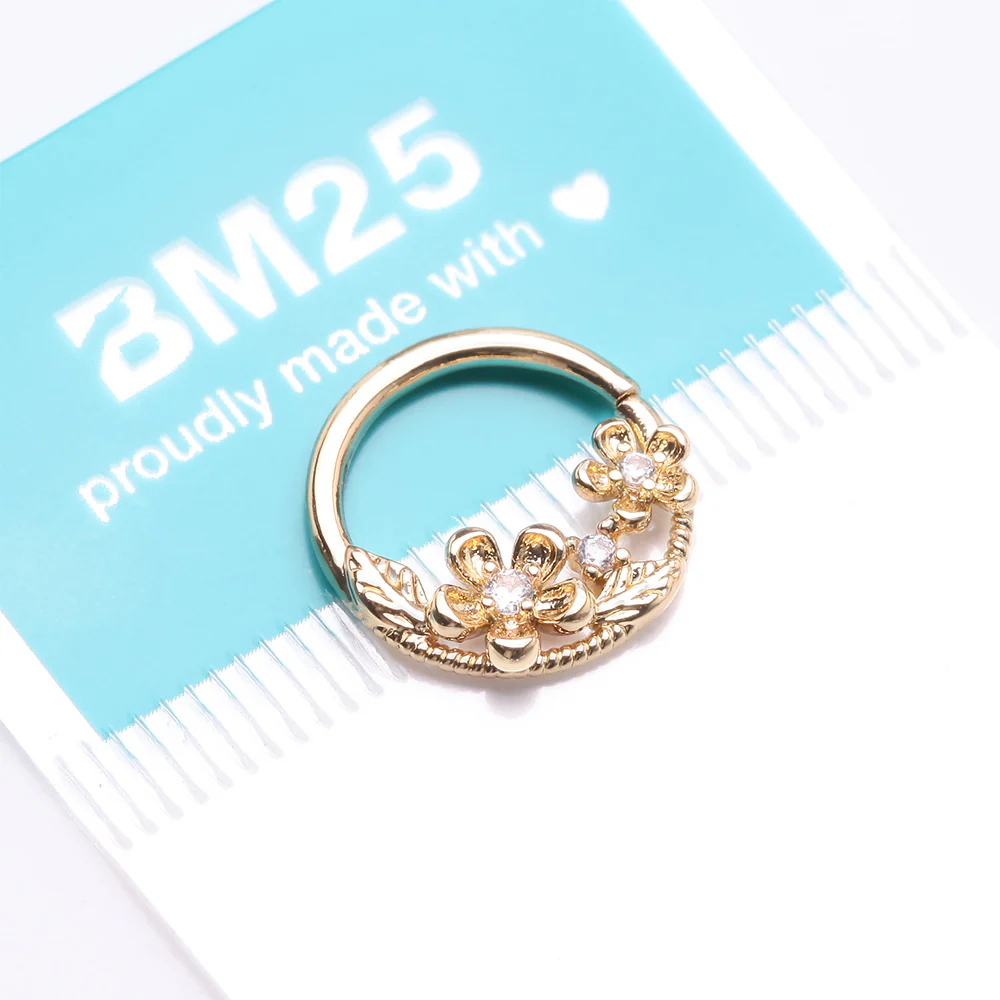Golden Flower Garden Sparkle Bendable Hoop Ring - Image 4