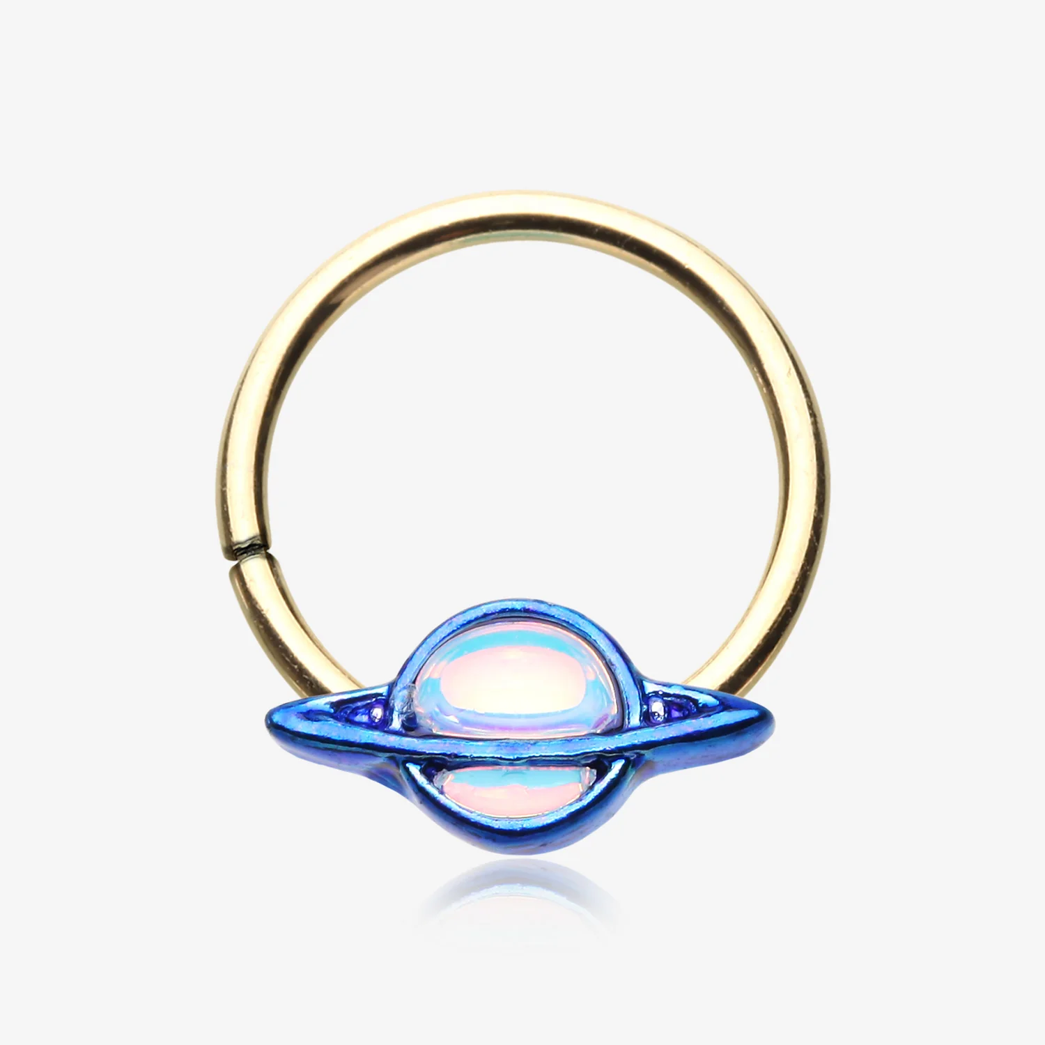 Golden Galaxy Planet Iridescent Revo Twist Hoop Ring
