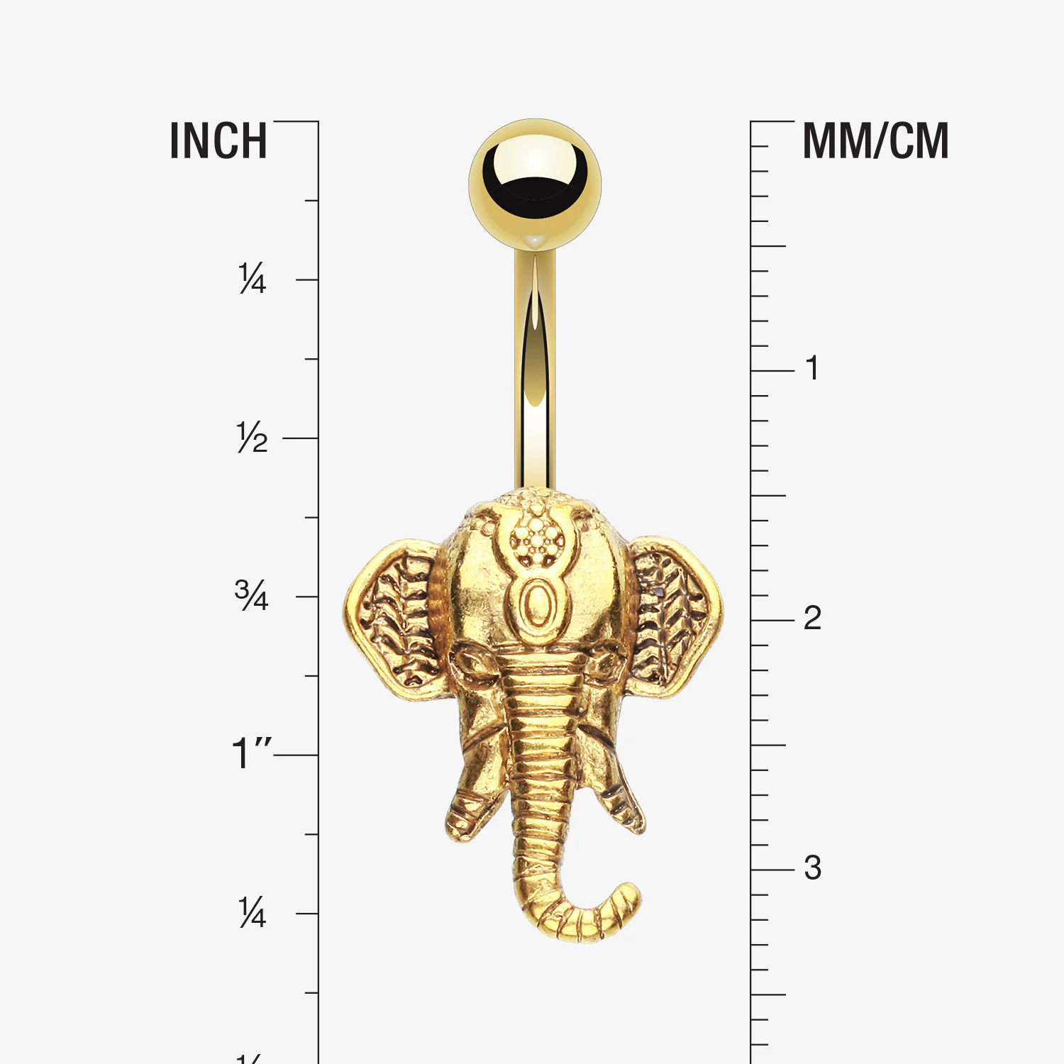 Golden Ganesha Elephant Belly Button Ring - Image 2
