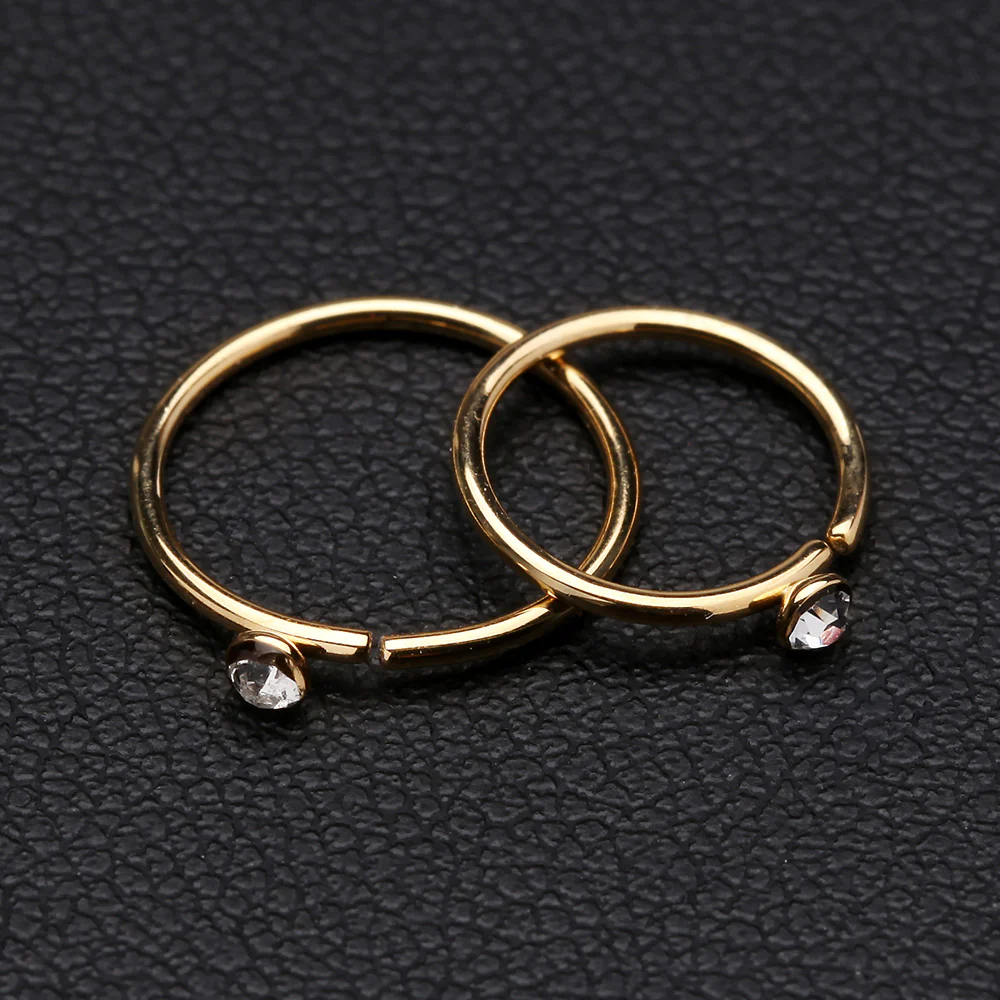 Golden Gem Top Bendable Steel Hoop Ring - Image 3