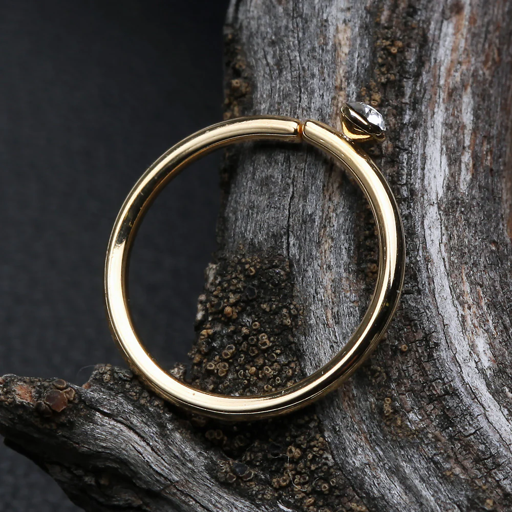 Golden Gem Top Bendable Steel Hoop Ring - Image 4