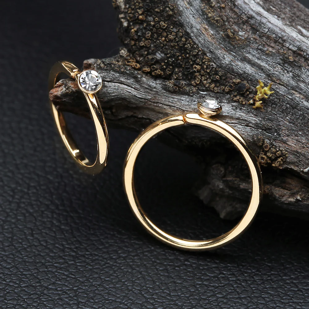 Golden Gem Top Bendable Steel Hoop Ring - Image 5