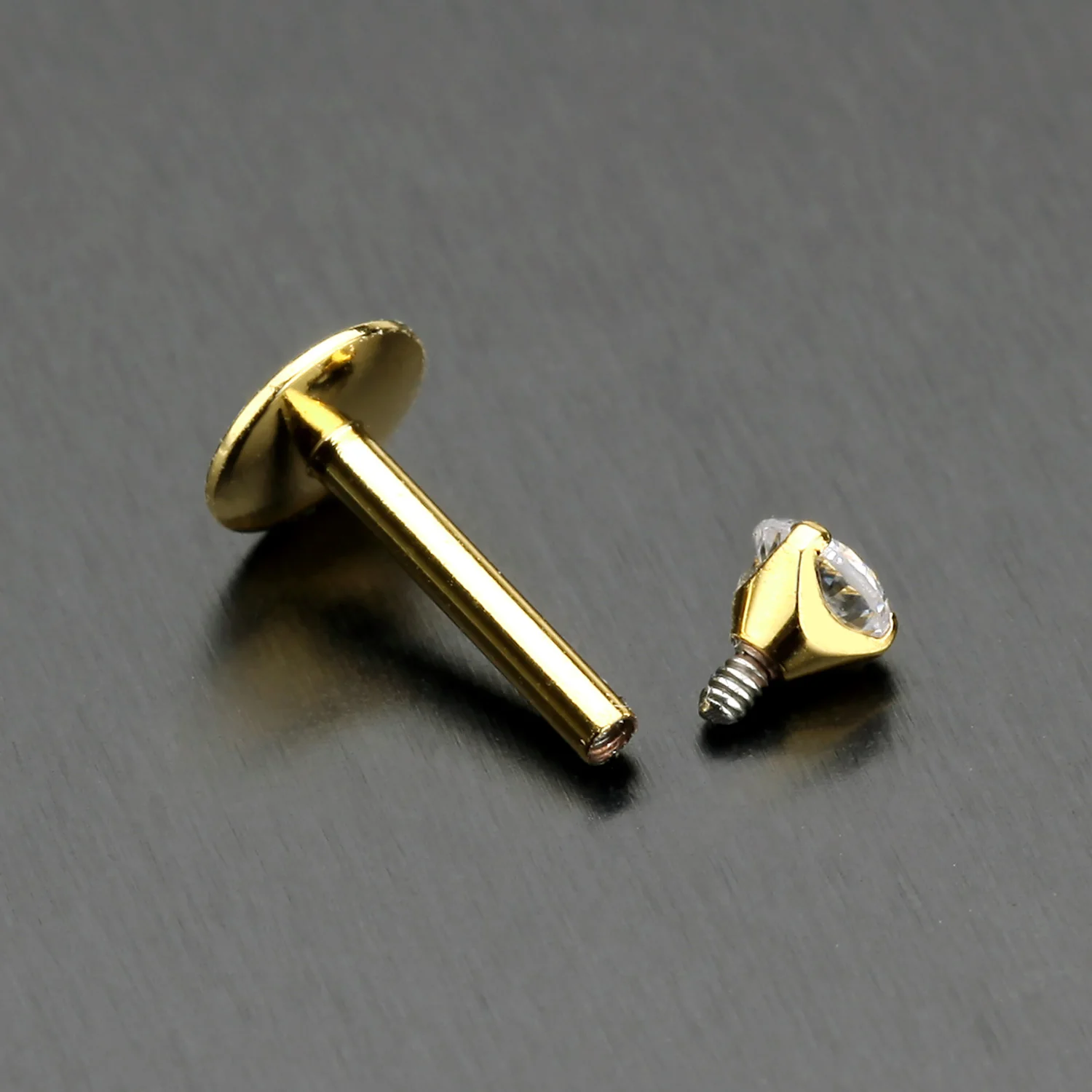 Golden Gem Top Prong Set Steel Labret - Image 2