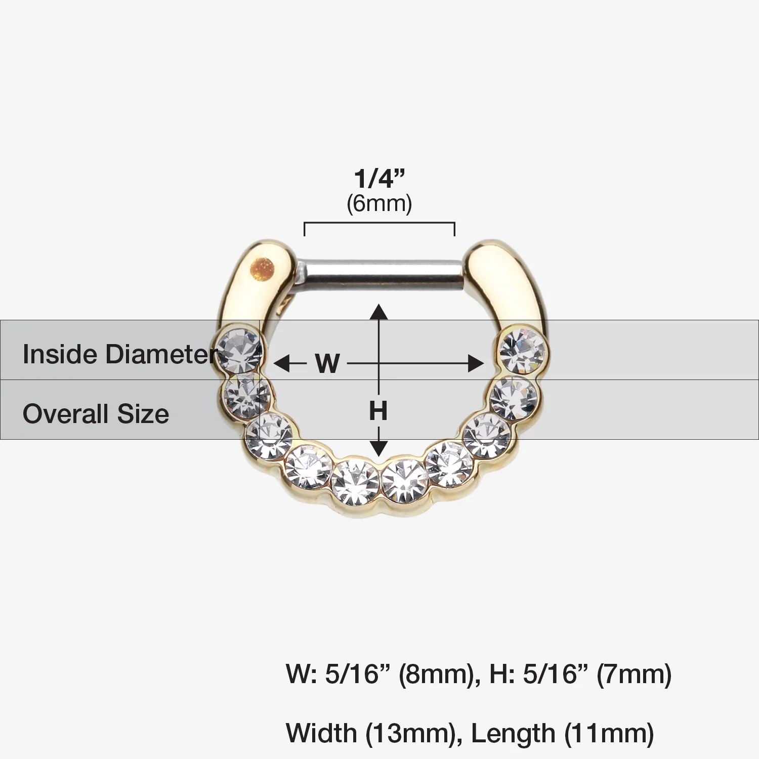 Golden Glistening Multi-Gem Septum Clicker - Image 2